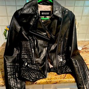 Black REAL LEATHER BLACK MOTORCYCLE JACKET